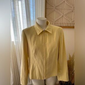 Talbots Petite Size 8 Yellow Zip Up Collar Jacket. 100% Polyester